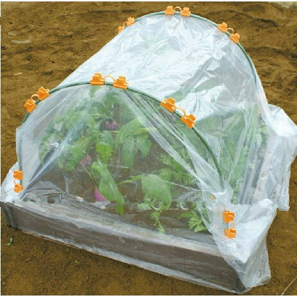 Greenhouse Hoops-12pcs 12Pcs Greenhouse Hoops Rust-Free Grow Tunnel Plastic Coated Plant Supports Garden Stakes with Clamps for Garden Fabric